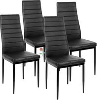 LANTUS 4 valgomojo kėdžių komplektas, chromuotas pagrindas, SGS patvirtinta, valgomojo kėdžių komplektas, modelis, medžiaga PU/metalas, 4 kėdžių komplektas (juoda)