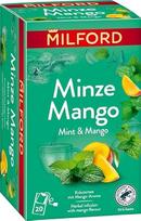 MILFORD Mėtų ir mangų žolelių arbata su mangų aromatu 20 arbatos maišelių