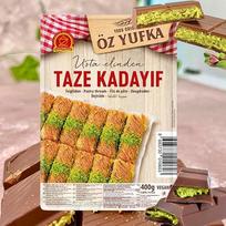 OZYUFKA Šviežios tešlos siūlai Kataifi Kadayıf Smulkinta Fillo tešlos pyragaičiai Kadaifi siūlai Taze Kadayif Dubajui Šokoladas 400 g