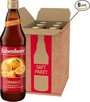RABENHORST Orange 6 pakuotės (6 x 700 ml) veganiškos apelsinų sultys su natūraliu vitaminu C