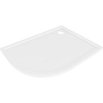Mexen Flow pusapvalė asimetrinė slim dešinė dušo padėklas 100 x 90 cm, baltas blizgesys - 46Q109010R