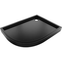 Mexen Flow+ pusiau apvalus asimetrinis dušo padėklas, dešinysis 100 x 80 cm, juodas matinis - 46Q708010RH