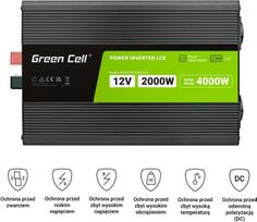 Green Cell PowerInverter LCD 12V to 230V 2000W/40000W car inverter with LCD display - pure sine wave