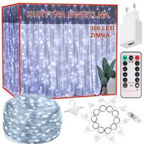 LED šviesos užuolaida, 300 led, 3m
