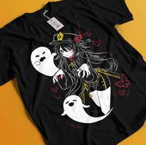 Genshin Impact HuTao Harajuku T-Shirt Anime Girl Kawaii Black Shirt Tee All Size 3XL