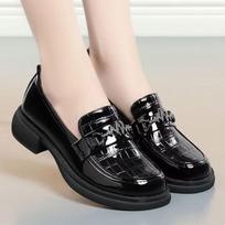 2025Spring and Autumn Hot-Selling Women's Loafers Mid-Heel Slip-On Lazy Shoes Casual Low-Top Fashion Single Shoes 35 juoda