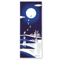 Momin Mumin Miyamoto Tenugui Rankšluostis Gobelenas Chusen dažytas Romantika M mėlyna