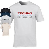Marškinėliai Techno Šokis Rave Elektroninė Muzika Ambient EDM Tesco Parodija L white