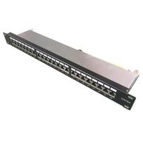 Komutacinė panelė 19\" 1U FTP Cat6A LK-PP-24S/CAT.6A (24 prievadai, su kabelių laikikliu, 483x44x95 mm)