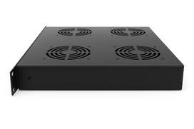 Ventiliatorių blokas 19\" spintai 1U LK-CL-062 (juodas, 2 ventiliatoriai, su termostatu, LCD, 483x167x44 mm)