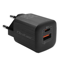 Qoltec 50764 mobiliųjų įrenginių kroviklis Nešiojamas kompiuteris, Nešiojama žaidimų konsolė, Energijos bankas, Išmanusis telefonas, Išmanusis laikrodis, Planšetinis kompiuteris Juodas AC Greitas krovimas Vidaus