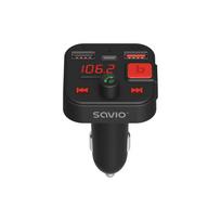 SAVIO FM siųstuvas, Bluetooth 5.3, QC 3.0 įkroviklis, LED ekranas, Bass Boost, TR-15, juodos spalvos
