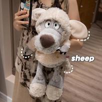 Naujas kamufliažinis vilkas pliušinis žaislas Sleepy Sheep lėlė Sleepy Sheep Forest Family Muppets Miego pagalvė Vilko lėlė avies drabužyje gimtadienio dovana 35cm pilka spalva