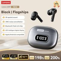 Originalios Lenovo LE207 TWS belaidės Bluetooth 6.0 ausinės su LED skaitmeniniu ekranu, kelioninės, sportinės, mažos delsos, HIFI garsas, patogios juoda