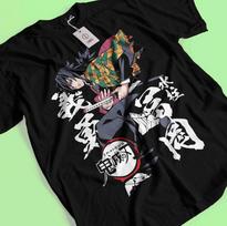 Demon Slayer Shirt Tomioka Giyu Tshirt Tanjiro T-Shirt Muzan Doma Kokushibo Tee 4XL