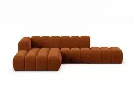 Velvet modulinė kairinė atvira kampinė sofa, Lupine, 5 sėdimos vietos, 299x177x70, terakota