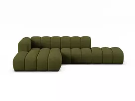 Modulinė kairės pusės atvira kampinė sofa, Lupine, 5 vietų, 299x177x70, tamsiai alyvuogių žalia