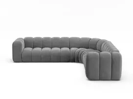 Velvet u formos modulinė kampinė sofa, Lupine, 5 vietų, 309x309x70, pilka