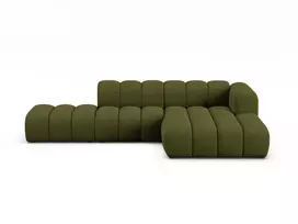 Modulinė dešininė atvira kampinė sofa, Lupine, 5 sėdimos vietos, 299x177x70, tamsiai alyvuogių žalia