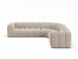 Velvet u formos modulinė kampinė sofa, Lupine, 5 vietų, 309x309x70, smėlio spalvos