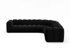 Velvet u formos modulinė kampinė sofa, Lupine, 5 vietų, 309x309x70, juoda