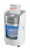Leitz IQ OptiMax Small Office 350 dokumentų naikiklis Smulkinimas itin mažais gabalėliais 58 dB 22,3 cm Pilka, Balta
