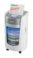 Leitz IQ OptiMax Home Office 225 dokumentų naikiklis Smulkinimas itin mažais gabalėliais 58 dB Pilka, Balta