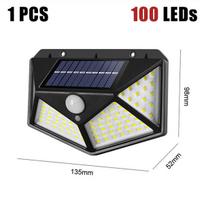 (1 vnt) 100 LED saulės sieniniai šviestuvai lauko saulės lempa vandeniui atsparus judesio jutiklis saulės energija varomas saulės šviesos gatvės šviestuvas sodo dekoravimui, 1vnt