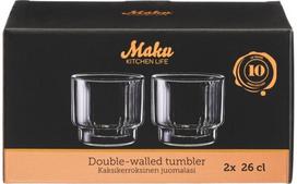 Stiklinės MAKU, rumbuotos, dvigubos sienelės, 260 ml, 2 vnt.
