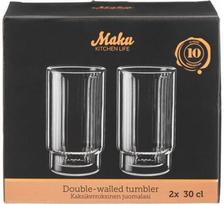 Stiklinės MAKU, rumbuotos, dvigubos sienelės, 300 ml, 2 vnt.