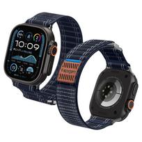 Tamsiai mėlynas tekstilinis dirželis "Spigen WBF0" laikrodžiui Apple Watch 8 / 9 / 10 / 11 / SE / Ultra (44 / 45 / 46 / 49 MM)