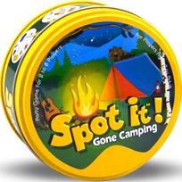 Nešiojamas žaidimas Kortų žaidimas „Spot It“ Linksmybės stovyklaujant leidimas, 55 apvalios kortos, kelioninio dydžio šeimos vakarėlių žaidimas