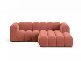 Velvet modulinė kampinė sofa - dešinė, Lupine, 3 vietų, 230x177x70, koralų spalvos