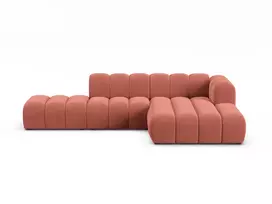 Velvet modulinė dešininio atvarto kampinė sofa, Lupine, 5 vietų, 299x177x70, koralų spalvos