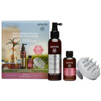 Visapusiška plaukų priežiūros programa Apivita Hair Strengthening Routine for Women.