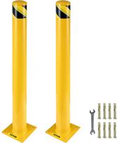 Plieninis apsauginis stulpelis, 122 cm aukščio, 14 cm skersmens, sunkiasvoris eismo stulpelis, geltonas apsauginis stulpas, stovėjimo aikštelės stulpelis