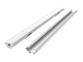 LED profilio komplektas, 3m, kampinis, baltas, su baltu dangteliu, laikikliais ir aklėmis