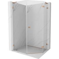 Mexen Lunar L penkiakampis dešinysis atverčiamas dušo kabinas 80 x 100 cm, skaidrus, šlifuotas varis - 831L-080P-100L-65-00-P