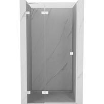 Mexen Lunar kairysis dušo durys 115 cm, permatomos, baltos - 834-115-000-20-00-L