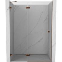 Mexen Lunar kairiosios pusės atidaromos dušo durys 140 cm, skaidrios, rožinis auksas - 834-140-000-60-00-L