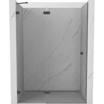 Mexen Lunar atidaromos dušo durys, kairės 130 cm, skaidrios, matinė pilka - 834-130-000-66-00-L