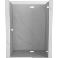 Mexen Lunar L dešinės pusės dušo durys, atidaromos į išorę, 130 cm, skaidrios, baltos - 834L-130-000-20-00-P