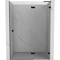 Mexen Lunar L dešinės pusės stumdomos dušo durys 135 cm, permatomos, juodos - 834L-135-000-70-00-P