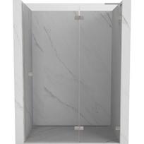Mexen Lunar L dešinės pusės dušo durys, atsiveriančios, 135 cm, skaidrios, šlifuotas nikelis - 834L-135-000-97-00-P