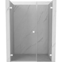 Mexen Lunar-B kairiosios pusės prausimosi durys 115 cm, skaidrios, baltos - 832S-115-050-20-00-L