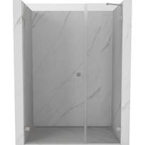 Mexen Lunar-B stumdomos praustuvo pertvara kairinė 140 cm, skaidrus, šlifuotas nikelis - 832S-140-050-97-00-L