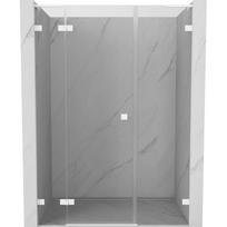 Mexen Lunar L kairiosios pusės dušo durys, 150 cm, permatomos, baltos - 834SL-150-050-20-00-L