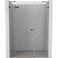 Mexen Lunar kairiosios pusės dušo durys 135 cm, permatomos, rožinio aukso - 834S-135-050-60-00-L