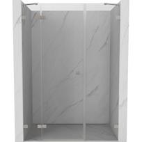 Mexen Lunar atveriamos dušo durys kairės 130 cm, skaidrus, šlifuotas nikelis - 834S-130-050-97-00-L