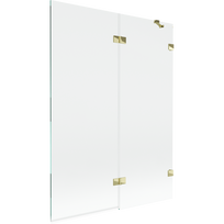 Mexen Lunar dvigubas vonios ekrano dešinys 130 x 150 cm, skaidrus, auksinis - 897-130-100-50-00-P